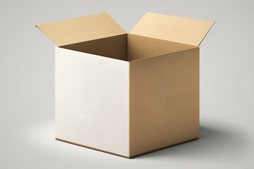 Image for open cardboard box mockup. Generative AI.