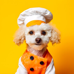 Puppy dog dressed in a chef's outfit, Generative AI