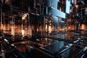 3D Abstract Modern Technology Glass Background generative art Electronic background