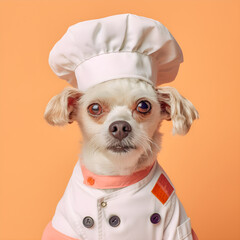 Puppy dog dressed in a chef's outfit, Generative AI