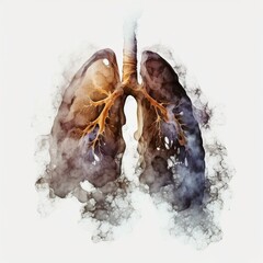 human lung with smoke, no tobacco day concept, Generative ai
