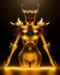 Fototapeta premium AI Digital Illustration Golden Devil