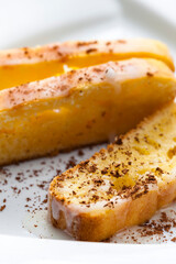 homemade lemon cake with chocolate topping