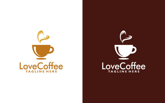 Love Coffee logo design template, Vector coffee logo for coffee shop and and any business related to coffee.