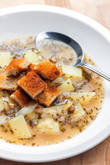 garlic soup with toast bread