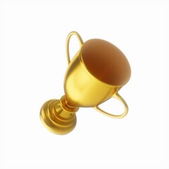 Obraz na płótnie Canvas 3D Rendering Golden Award Trophy Cup isolated on white background