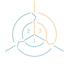 Infographic circle from colourful lines 3 positions isolated