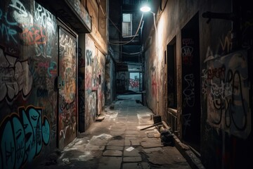 Obraz premium Exploring the Gritty Alleys of São Paulo, Brazil Graffiti Art Culture, GENERATIVE AI