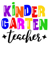 Kindergarten teacher. Colorful letters. Isolated on transparent background
