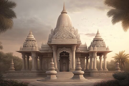 A Beautiful Wallpaper of a Hindu Temple Generative AI