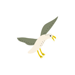 Seagull. Atlantic seabird. Marine Animal Vector illustration on white background.