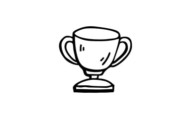 trophy Doodle art illustration with black and white style.
