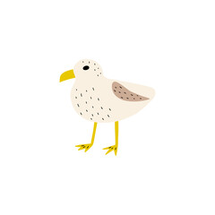 Seagull. Atlantic seabird. Marine Animal Vector illustration on white background.