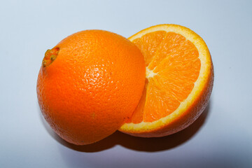 Orange juicy oranges isolated on a white background. Healthy eating. Delicious fruits. Tasty citrus