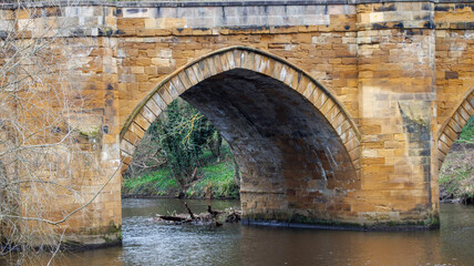 Fototapeta na wymiar old bridge over river tees at Yarm, North Yorkshire