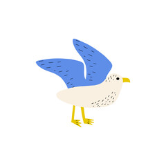 Seagull. Atlantic seabird. Marine Animal Vector illustration on white background.