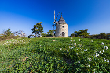 Fototapeta na wymiar Montfuron Windmill (Moulin Saint-Elzear de Montfuron) in Provence, Alpes-de-Haute-Provence, France