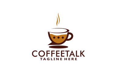 Coffee Talk logo design template, Vector coffee logo for coffee shop and and any business related to coffee.