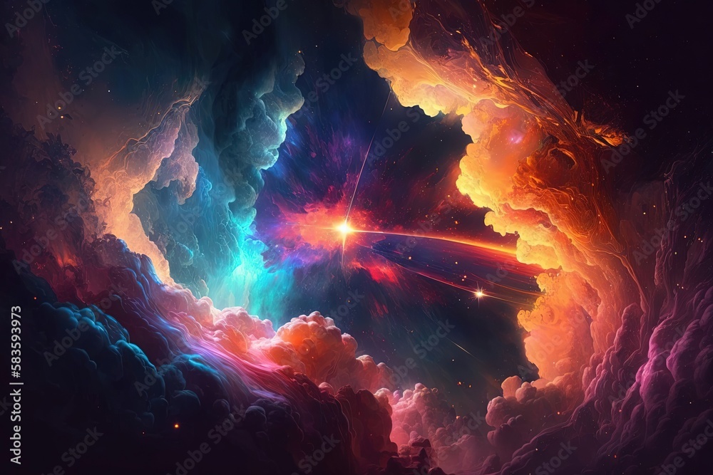 Wall mural the dark and mysterious expanse of space is brought to life in this breathtaking image. generated by
