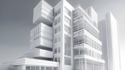 Fototapeta premium A White Building Concept Artistic Business Template in white background