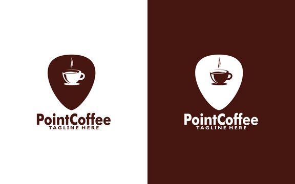 Point Coffee or Coffee Place logo design template, Vector coffee logo for coffee shop and and any business related to coffee.