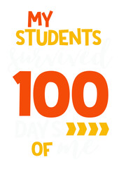 My students survived 100 days of me. Isolated on transparent background. 