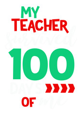 Fototapeta premium My teacher survived 100 days of me. Isolated on transparent background. 