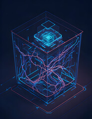 AI Künstliche Intelligenz ein blau leuchtender Chip