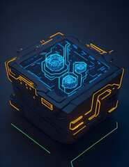 AI Künstliche Intelligenz ein blau leuchtender Chip