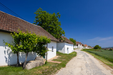 Traditional wine cellars street in Diepolz near Mailberg, Lower Austria, Austria