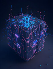 AI Künstliche Intelligenz ein blau leuchtender Chip