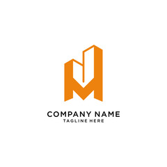 Letter M Building Vector Logo Template