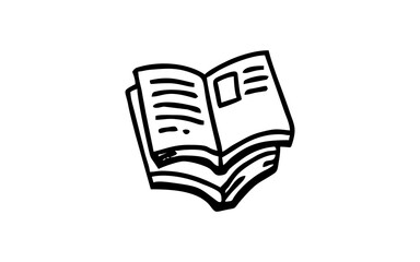 Book Doodle art illustration with black and white style.
