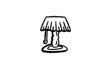 night lamp Doodle art illustration with black and white style.