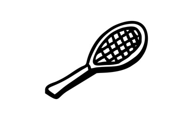 racket Doodle art illustration with black and white style.