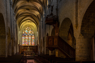 Obraz premium interior of Saint-Just church in Arbois, department Jura, Franche-Comte, France