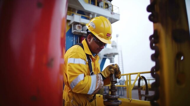 Generative AI, offshore employees on an oil rig