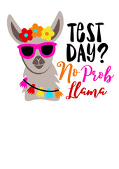 Test day& No probllama. Lama face print. Isolated on transparent background. 