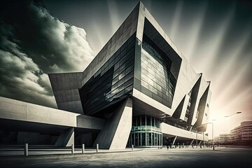 Fototapeta premium A building that exemplifies modern architecture with a focus on functional and urban design. Generative AI