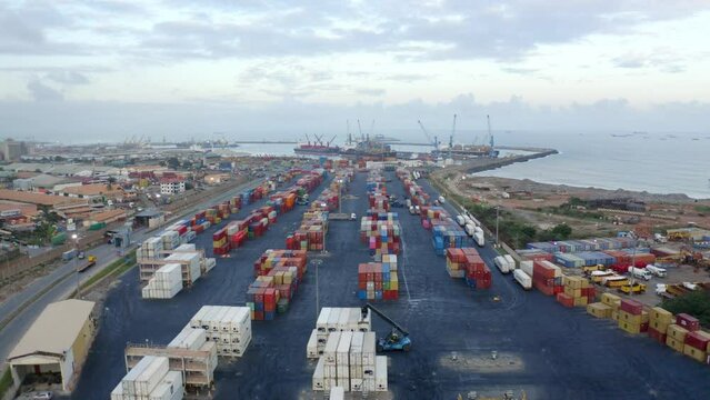 Awesome view of the Tema port in Ghana Africa
