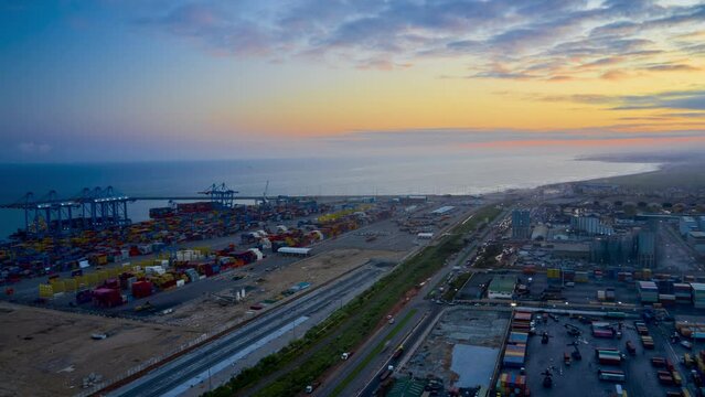 Awesome Sunset at the Tema port in Ghana, Africa
