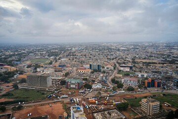 Bird's eye view of a townscape in Ghana
