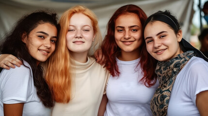Obraz premium Groupe de jeunes filles d'origine et de style différents