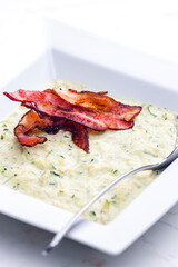 zucchini soup with bacon strips