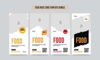 Food Menu Rack Card Template Bundle Restaurant Dl Flyer 