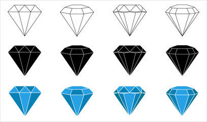 Crystal. Vector icons of the diamonds logo design.