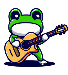 Fototapeta na wymiar Musical Amphibian: Frog Playing Guitar