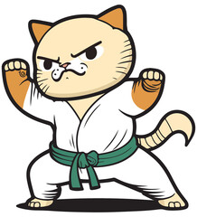 Cute Kawaii Cat Strikes a Martial Arts Pose in a Playful and Adorable Display of Feline Power