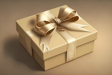 Golden Gift Boxes With Golden Bows And Background Isolated, Generative AI