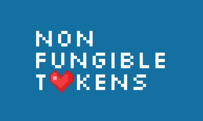 Non Fungible Token Pixel Typography with Heart Icon
